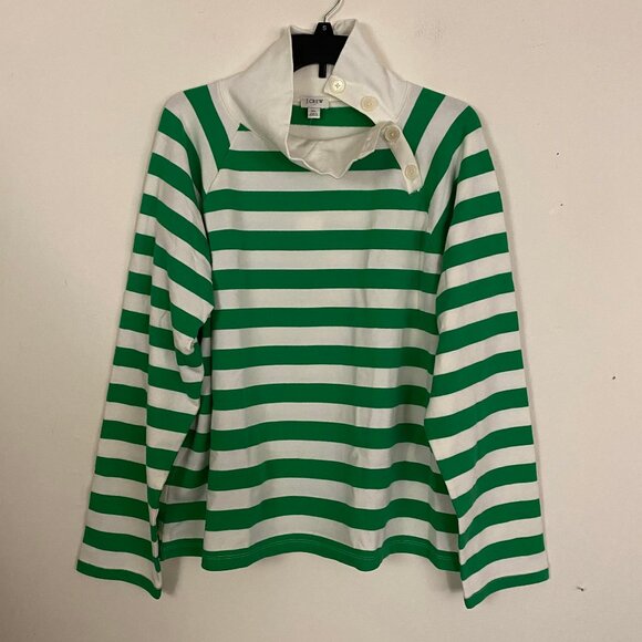 J. Crew Striped wide button-collar pullover sweatshirt in lightweight terry L - Picture 5 of 8